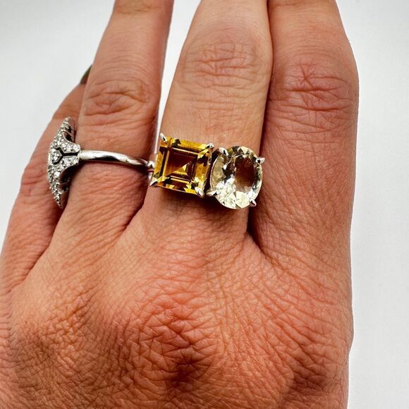NWOT faceted cut Citrine and Prasiolite ring in 925 sterling silver! - Picture 8 of 9